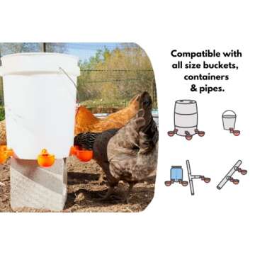 Roosty's® Chicken Waterer Cups x6 - Chicken Water Feeder Kit, Make Large Chicken Waterer 5 Gallon DIY Chicken Supplies, Chicken Water Cups, Duck Quail Waterer - Bebederos Para Gallinas,Poultry Waterer