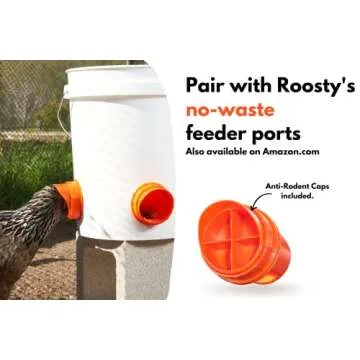 Roosty's® Chicken Waterer Cups x6 - Chicken Water Feeder Kit, Make Large Chicken Waterer 5 Gallon DIY Chicken Supplies, Chicken Water Cups, Duck Quail Waterer - Bebederos Para Gallinas,Poultry Waterer