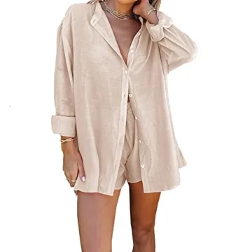 RUEWEY Women's Cotton Linen Lounge Set - Comfortable Summer Outfit