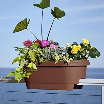 Bloem 24" Deck Rail Planter Set of 2 Chocolate Brown