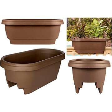 Bloem Deck Rail Planter, Balcony, Deck Balcony Rail Planter 24" Chocolate Brown 2-Pack