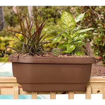 Bloem 24" Deck Rail Planter Set of 2 Chocolate Brown