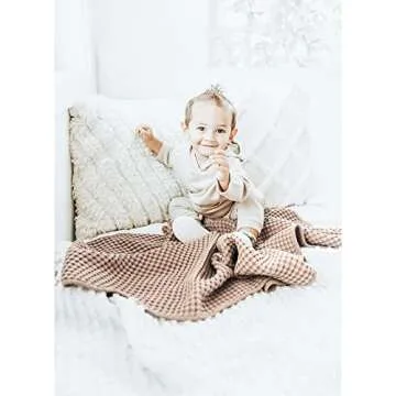 Konssy Waffle Baby Blanket Soft Lightweight Nursery