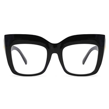 FEISEDY Square Oversized Reading Glasses - Stylish Blue Light Blocker 2.5x