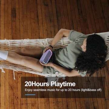 DOSS SoundBox Pro Bluetooth Speaker with 20W Stereo Sound, Active Extra Bass, IPX6 Waterproof, TWS Pairing, Multi-Colors Lights, 20H Playtime, Portable for Beach, Outdoor-Purple