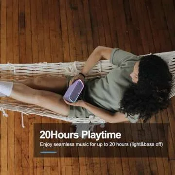 DOSS SoundBox Pro Bluetooth Speaker with 20W Stereo Sound, Active Extra Bass, IPX6 Waterproof, TWS Pairing, Multi-Colors Lights, 20H Playtime, Portable for Beach, Outdoor-Purple