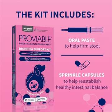 Proviable Digestive Health Supplement Kit with Multi-Strain Probiotics and Prebiotics for Medium to Large Dogs - with 7 Strains of Bacteria, 30 mL Paste and 10 Capsules