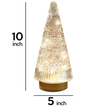 Battery-Operated Glass Christmas Tree with Warm White Lights