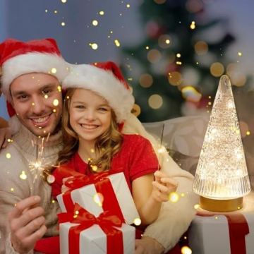 Battery-Operated Glass Christmas Tree with Warm White Lights