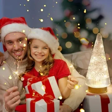 Battery-Operated Glass Christmas Tree with Warm White Lights