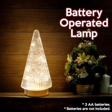 Battery-Operated Glass Christmas Tree with Warm White Lights