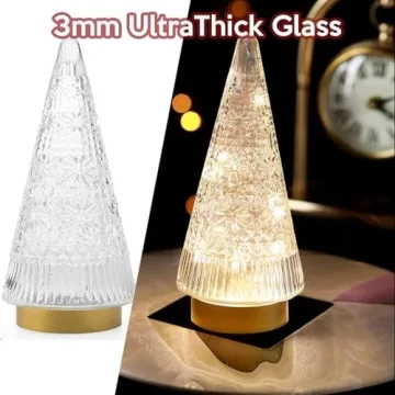 Battery-Operated Glass Christmas Tree with Warm White Lights