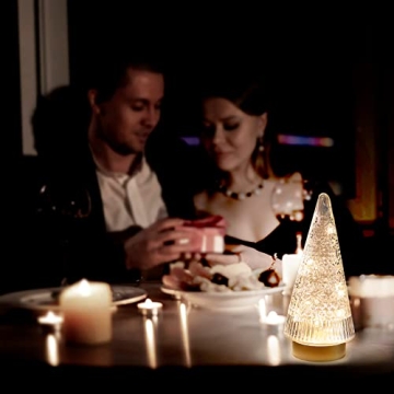 Battery-Operated Glass Christmas Tree with Warm White Lights