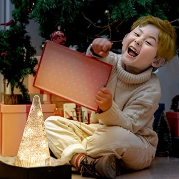 Battery-Operated Glass Christmas Tree with Warm White Lights