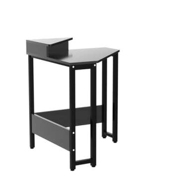 ODK Corner Desk Space Saving Small Desk with Sturdy Steel Frame, Computer Desk with Monitor Stand for Small Space, Easy Assembly Triangle Vanity Desk with Durable Wooden Desktop