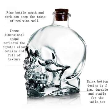 Creative Crystal Skull Head Shot Glass Party Transparent Champagne Cocktails Beer Coffee Wine Bottle Doomed Drinkware Bar Tools (750ml)