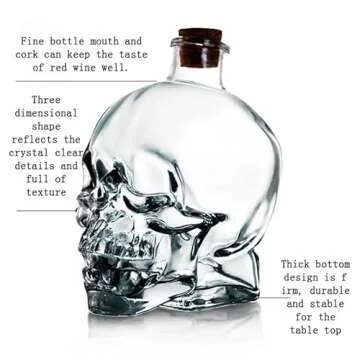 Creative Crystal Skull Head Shot Glass Party Transparent Champagne Cocktails Beer Coffee Wine Bottle Doomed Drinkware Bar Tools (750ml)