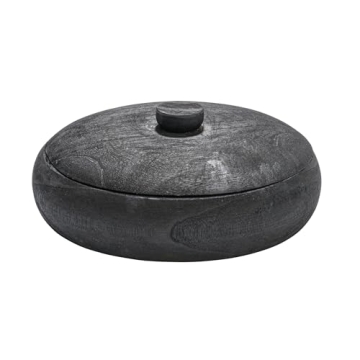 Creative Co-Op Decorative Natural Paulownia Wood Container with Lid - Rustic Charm & Functionality