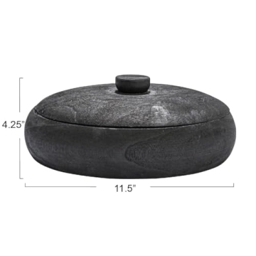 Creative Co-Op Paulownia Wood Container with Lid