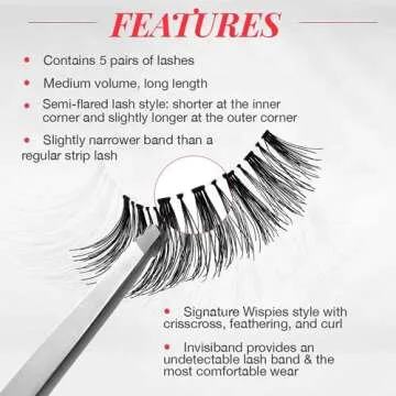 Ardell False Eyelashes Wispy Lashes, Easy Application, Natural Look, Reusable Lashes - Black, 2 Pack