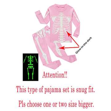 Halloween Glow in The Dark Skeleton Baby Girls Pajamas 2T Cotton Sleepwear