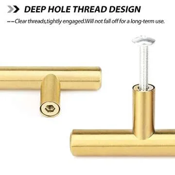 goldenwarm 20 Pack Brushed Brass T Bar Pulls Gold Kitchen Cabinet Handles 3-3/4in Drawer Pulls Modern Dresser Handles - LS201GD96 Brushed Gold Cupboard Door Pulls Bathroom Hardware