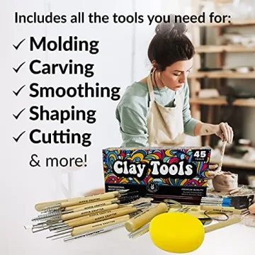 Hippie Crafter 45-Piece Polymer Clay Tool Kit for All Ages