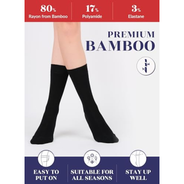 Hugh Ugoli Women's Bamboo Crew Socks, 3 Pairs, Black