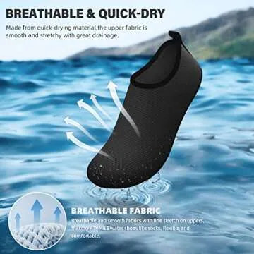 ATHMILE Water Shoes Women Men Barefoot Aqua Socks Quick-Dry for Beach Swim Pool Yoga Camping Cruise Surf Sport