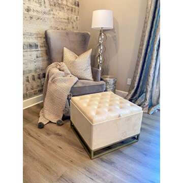 Inspire Me! Home Décor Caroline Ottoman with Inset Faux Marble Coffee Table Lid, Classy Sand Shell ...
