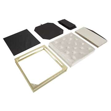 Inspire Me! Home Décor Caroline Ottoman with Inset Faux Marble Coffee Table Lid, Classy Sand Shell Soft Velvet, 24 x 24 x 17 in, Glamorous Tufted Design, Comfortable Seating, Hidden Storage