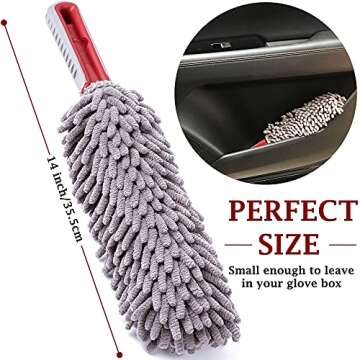 Car Duster Interior by TAKAVU, 360° Microfiber Fingers, Unbreakable Comfort Handle, Lint and Scratch Free, Include Microfiber Towel, for Car & Home Use, The Best Auto Accessories Gray