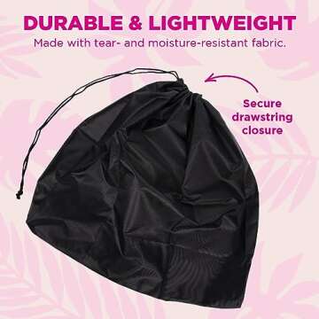Miamica Soft Travel Laundry Bag with Zipper and Drawstring, Black, 21” x 22” – Keep Your Dirty Clothes Separate and Your Suitcase Organized – Expandable, Durable, and Foldable Laundry Bag
