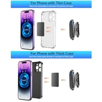 【2-Pack】 Magnetic Phone Holder for Car Dash【Strong Magnet】 Magnetic Car Phone Holder Mount 【4 Plate】 Phone Holders for Your Car Phone Mount for Car Dashboard Cell Phone Car Mount for iPhone Samsung