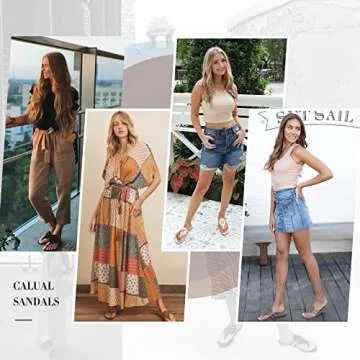 Athlefit Womens Flat Sandals Leather Casual Slip on Comfortable Flip Flops Thong Beach Black Sandal Dressy Size 9