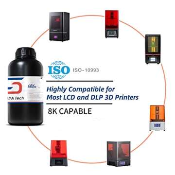 Siraya Tech Blu 3D Printer Tough Resin with High Toughness Resolution Strong and Precise 3D Printing 405nm UV-Curing Rapid Resin for LCD DLP 8K 3D Printer (Clear V2, 1kg)