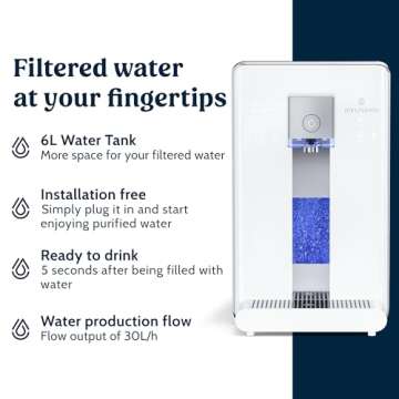 MELISSANI M1 Reverse Osmosis Countertop Water Purifier, Removes 99% of PFAS, Lead and Other Chemicals, Professional Grade 5-Stage RO Filtration for Tap Water, 3-Second Hot or Cool, No Installation