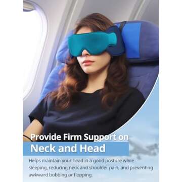 Inspireyes Travel Pillow for Airplanes - Adjustable Neck Support with Eye Mask for Kids, Dark Grey