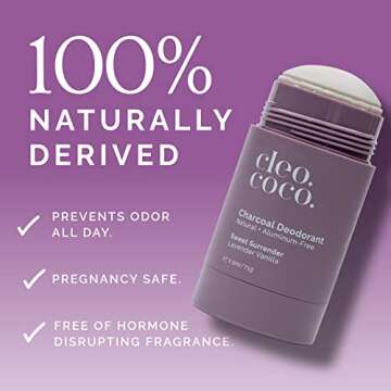 Cleo & Coco, Natural Deodorant for Women, Lavender Vanilla, 2.5oz, Aluminum Free, Organic Coconut Oi...