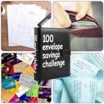 100 Envelopes Money Saving Challenge, 100 Envelope Challenge Binder, Easy and Fun Way to Save $5,050, Savings Challenges Budget Book Binder with Cash Envelopes for Office,Home,School (Black)