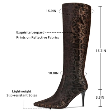 Stylish COMJUY Gold Leopard Print Knee High Boots