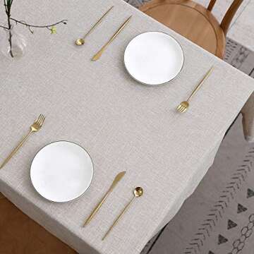 maxmill Flaxy Faux Linen Tablecloth - Durable & Elegant