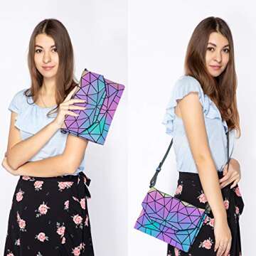 Geometric Luminous Crossbody Bags for Women Holographic Reflective Handbags Shoulder bags Purses