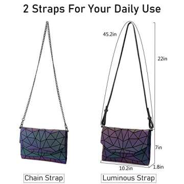 Geometric Luminous Crossbody Bags for Women Holographic Reflective Handbags Shoulder bags Purses