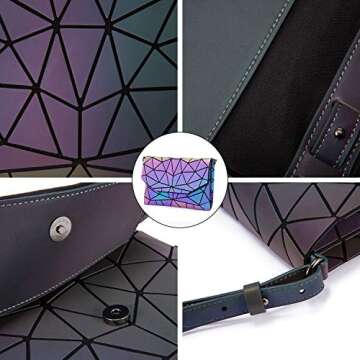 Geometric Luminous Crossbody Bags for Women Holographic Reflective Handbags Shoulder bags Purses