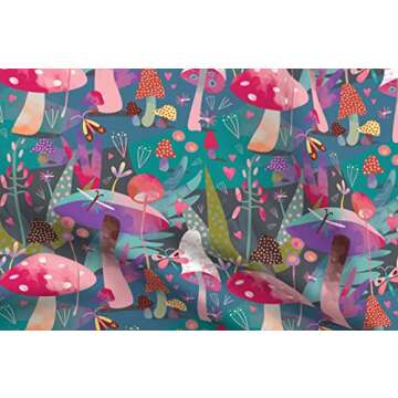 Spoonflower Fabric - Mushroom Forest Butterflies Purple Woods Mushrooms Printed on Petal Signature Cotton Fabric by The Yard - Sewing Quilting Apparel Crafts Decor