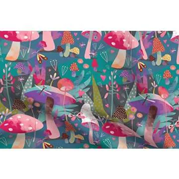 Spoonflower Fabric - Mushroom Forest Butterflies Purple Woods Mushrooms Printed on Petal Signature Cotton Fabric by The Yard - Sewing Quilting Apparel Crafts Decor