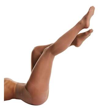 Frola Oil Shiny Stockings Pantyhose 360°Seamless Crotch High Waist Smooth Tights for Women(Large,1Pair Brown)