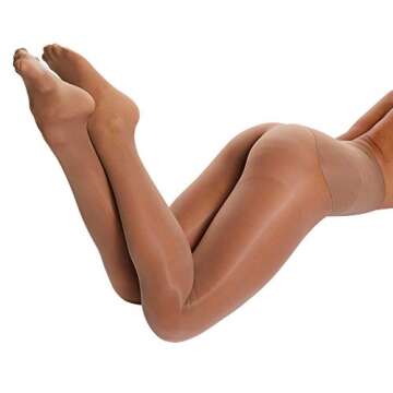 Frola Oil Shiny Stockings Pantyhose 360°Seamless Crotch High Waist Smooth Tights for Women(Large,1Pair Brown)