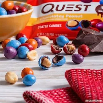Quest Nutrition Coated Candies, Chocolatey Peanut, 1g Sugar, 10g Protein, 4g Net Carbs, Gluten Free, Keto Friendly, 12 Count